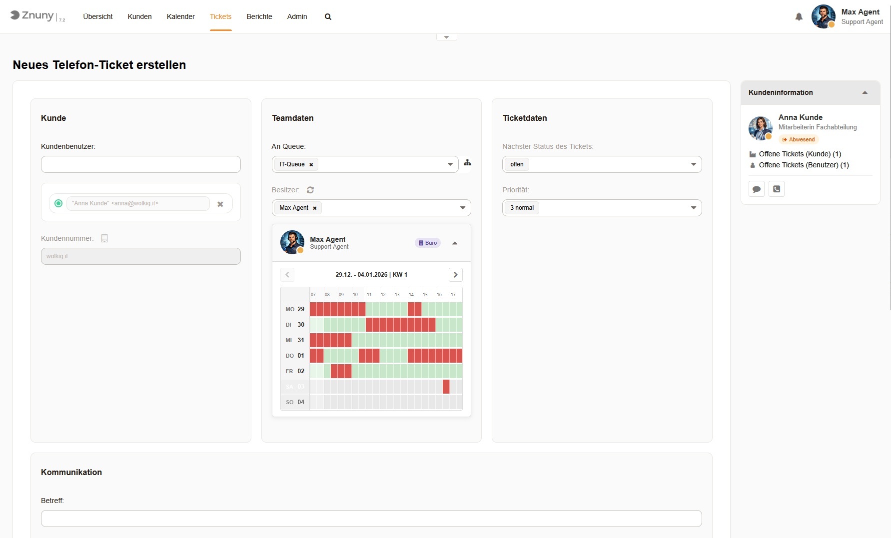 New Phone Ticket with Calendar